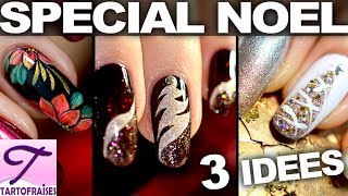 Nail art fêtes de Noël  3 tutos 3 niveaux 3 idées  débutants et amateurs [upl. by Nosmirc]