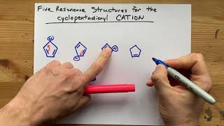 Draw the Five Resonance Structures for Cyclopentadienyl Cation [upl. by Mehitable]