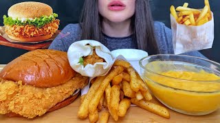 POPEYES FAST FOOD  FRIED CHICKEN BURGER  CRISPY SANDWICH  FRIES  MUKBANG ASMR [upl. by Inimod]