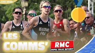 JO 2024  Triathlon  Les comms RMC Beaugrand en or [upl. by Kirt]