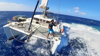 The BIGGEST SEAS we have EVER sailed in  Episode 246 sailing catamaran [upl. by Oran399]