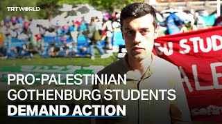 ProPalestinian protesters demand action from Gothenburg University [upl. by Ahseen609]