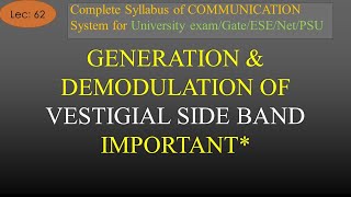 Generation and Demodulation of Vestigial Side Band VSB Amplitude Modulation  COM SYS  Lec 62 [upl. by Vaughn930]