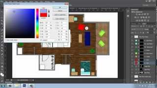 Adobe Photoshop  Rendering a Floor Plan  Part 4  Furniture  Brooke Godfrey [upl. by Eynaffit]