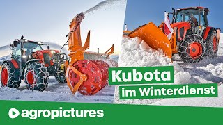 Winterdienst in den Bergen mit Kubota Traktoren und Kahlbacher Geräten  Schneeräumen in den Alpen [upl. by Wye]