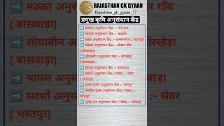 राजस्थान के प्रमुख कृषि अनुसंधान केंद्र  Rajasthan ki Pramukh Krishi Anusandhan Kendra  shorts [upl. by Dagnah667]