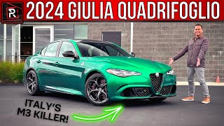 The 2024 Alfa Romeo Giulia Quadrifoglio Is A Ferocious Ferrari Powered Super Sedan [upl. by Alaek880]