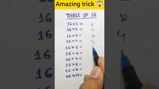 16 TABLE  AMAZING TRICKS 😱 MULTIPLICATION  maths tableof16 shorts trending viral [upl. by Yrian]