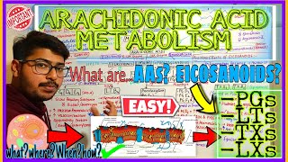 ARACHIDONIC ACID METABOLISM PROSTAGLANDINS LEUKOTRINES THROMBOXANELIPOXINSand its function [upl. by Ronal]