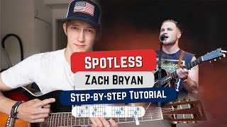 How To Play Spotless by Zach Bryan on Guitar Easy Beginner Tutorial [upl. by Fairman]