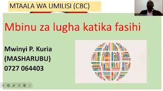 MBINU ZA LUGHA KATIKA FASIHI [upl. by Bigford190]