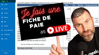 Je fais une FICHE DE PAIE en Live avec le LOGICIEL Sage SBCP Cest Rapide et Facile 🏎 [upl. by Elokcin]