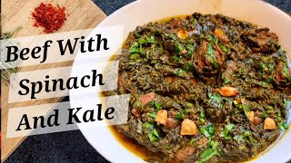 Try Meat and Spinach with Kale  the flavor will amaze you  Palak Gosht with Kale annarecipes [upl. by Enia]