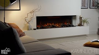 BritishFires Elektrokamin by KAMINLICHT  Elektrischer Kamin mit Heizung und 3D Flammenspiel [upl. by Attenoj]