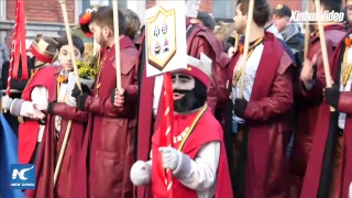 LIVE Carnival brightens up streets of Binche Belgium [upl. by Nerahs]