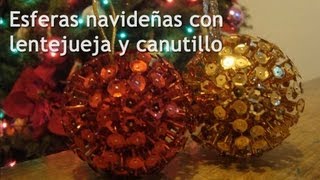 Cómo hacer Esferas Navideñas con lentejuela y canutillo [upl. by Johppa722]