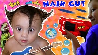 Shawns 1st Haircut ♪ FUNNY FAILS  Rock N Roll Baby FUNnel Vlog [upl. by Thetes]