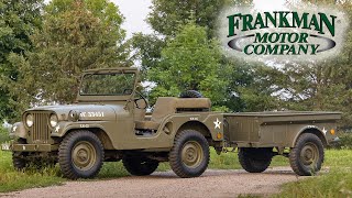 1954 WillysOverland M38A1 quotMDquot USMC Jeep wUtility Trailer  Frankman Motor Company [upl. by Gerdy162]