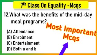 On Equality Class 7 MCQs Questions with Answers  MCQ On Equality Chapter 1 Civics Class 7 [upl. by Naitsirt944]