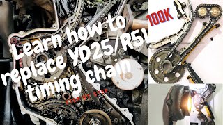 Step by step on How to Replace Timing Chain kit in Nissan Navara D40  R51 YD25 Engine [upl. by Enait790]