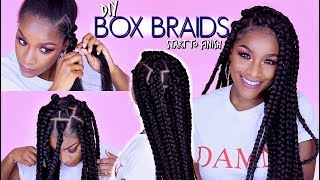 How to BOX BRAIDS  Rubber Band Method  Wont Pull Your Hair Out [upl. by Dierolf362]