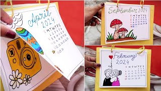 DIY calendar 2024  How to make a 2024 Desk Calendar  paper calendar Ideas [upl. by Adnima461]