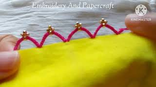 Tatting lace design tutorial for beginnersHow to start tatting lace attaching thread with fabric329 [upl. by Amadeus]