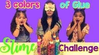 3 Colors of Glue Slime Challenge with our Mom Part 2 [upl. by Ahse]