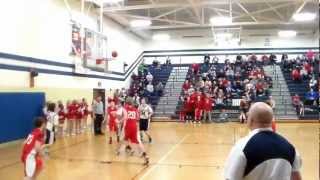 Buzzer beater while laying on floor Blanchester 8th grade boy makes shot while laying on floor [upl. by Esirec344]