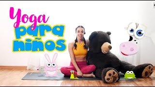 YOGA divertido PARA NIÑOS 🐻🍯cuento de LOS MEJORES AMIGOS 🌈yoga con animales  Brenda Yoga [upl. by Limay]