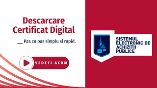 Descarcare Certificat Digital SEAP  SICAP elicitatiero in doar 2 minute [upl. by Sherlocke]