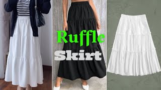 DIY easy Tiered maxi Skirt  How to Make Tiered Ruffle Skirt from ScratchBeginner Friendly Tutorial [upl. by Ahseital]