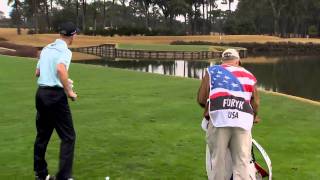 Jim Furyk and Fluff Cowen use Yardage Book like GPS at TPC 17 [upl. by Herbst]