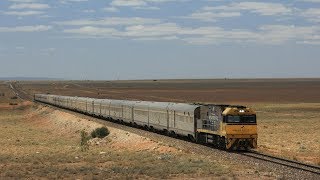 LONGEST STRAIGHT SECTION OF RAILWAY IN THE WORLD Trains on the Trans Australian Railway [upl. by Eerehs450]