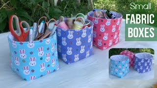 how to make small fabric boxes tutorial diy fabric boxesfabric boxes tutorialsmall fabric baskets [upl. by Garwood]