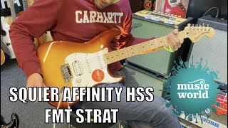 BRAND NEW SQUIER AFFINITY HSS FLAME MAPLE TOP STRATOCASTER Demo Music World Ipswich [upl. by Liartnod528]