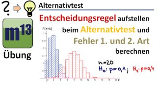 Alternativtest Entscheidungsregel aufstellen und Fehler 1 und 2 Art berechnen [upl. by Lenhart]