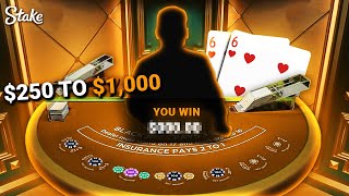 250 TO 1000 ON BLACKJACK CHALLENGE [upl. by Halbeib202]