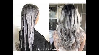 FULL TUTORIAL how to babylights balayage on blackdark hair  bleach wash  color melt tone [upl. by Lavoie]