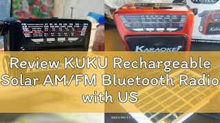 Review KUKU Rechargeable Solar AMFM Bluetooth Radio with USBSDTF MP3 Player AM088BTS [upl. by Airpac]