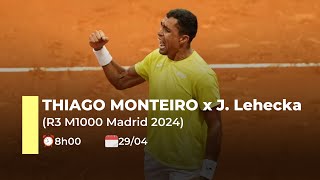 THIAGO MONTEIRO x Jiri Lehecka Masters 1000 Madrid 2024 comentários sem imagem [upl. by Bolling]