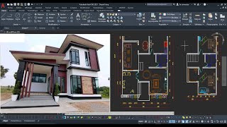 PLANS MAISON MODERNE AVEC AUTOCAD PART 1 [upl. by Muldon]