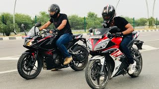 Bajaj PULSAR RS 200 VS YAMAHA R15 DRAG RACE [upl. by Atnoek]