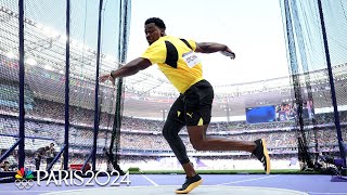 Jamaicas Roje Stona SHOCKS THE WORLD in winning mens discus gold at Paris Olympics  NBC Sports [upl. by Ahsirtap714]