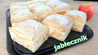 Kremówka  ciasto z jabłkami na cieście francuskim 🍏 szybki i pyszny jabłecznik do kawy ☕ [upl. by Attoynek]