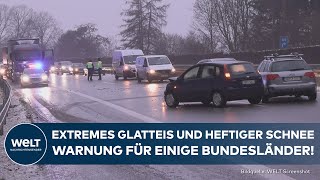 DEUTSCHLAND Heftiges Glatteis und massenhaft Schnee Unwetter hat viele Bundesländer fest im Griff [upl. by Annatnas]