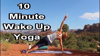 Wake Up Yoga  10 Minute Wake Up Yoga  Great Stretch To Help Wake Up  mandukayoga yeti sedona [upl. by Akemej]