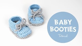 How To Crochet Cute And Easy Baby Booties Baby Sneakers  Croby Patterns [upl. by Happ773]