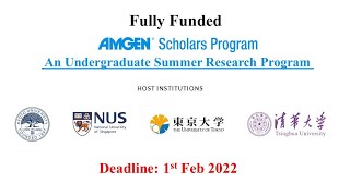 Fully Funded Amgen Scholars Program Asia for Undergraduate Students  Singapore  China  Japan [upl. by Natfa963]