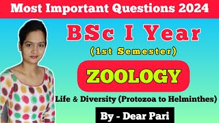 BSc I Year 1st Semester Zoology Important Questions 2024 Life amp Diversity DearPari [upl. by Nyltac]